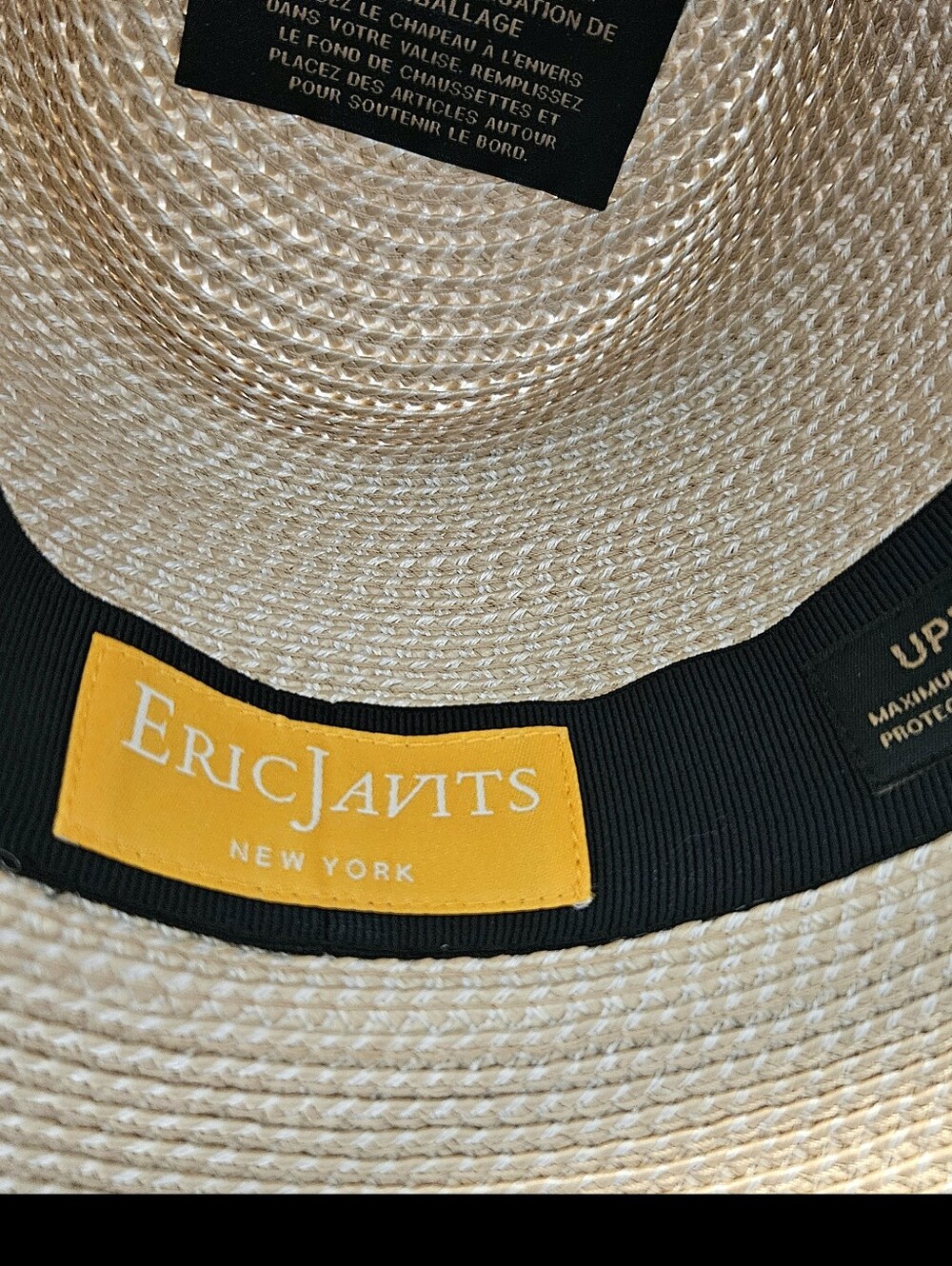 Eric Javits Cream Straw Trilby with Black Band Never Worn - Picture 7 of 7